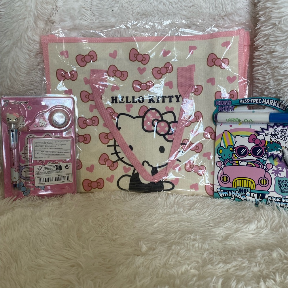 Hello Kitty Pink and Cream Tote Bag With Accessories